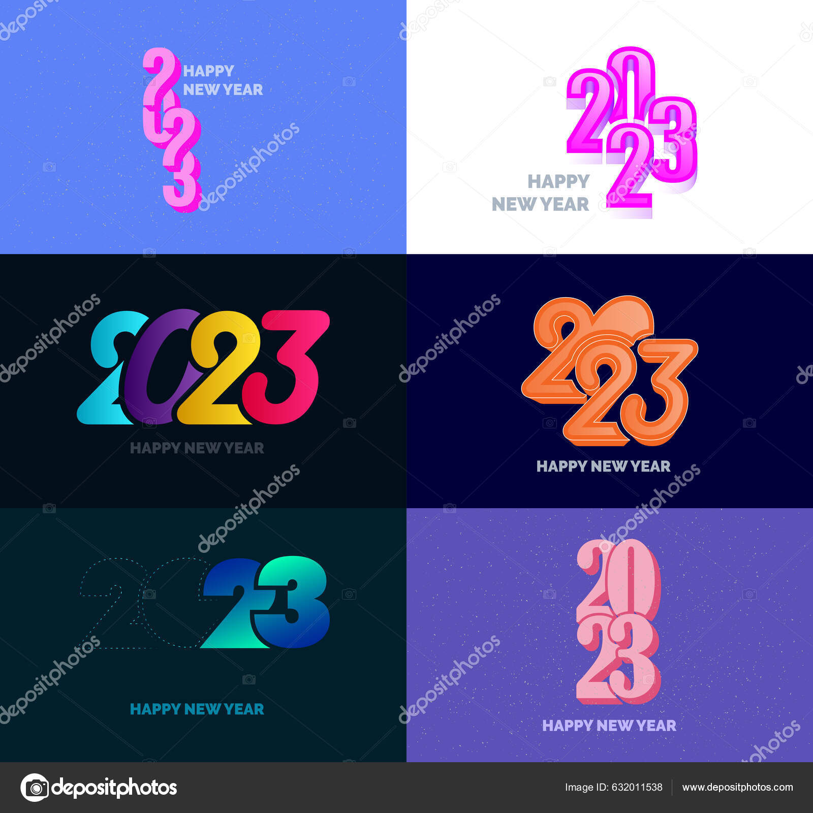 Big Set Of 2023 Happy New Year Logo Text Design 2023 Number Design