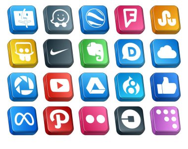 Facebook dahil 20 Sosyal Medya Simgesi Paketi. Gibi. Diskler. drupal. video