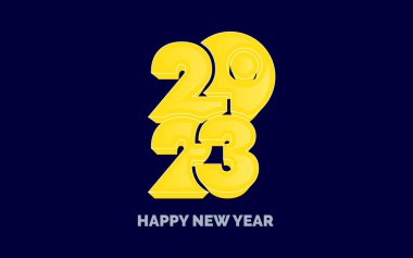 Mutlu yıllar 2023 Parlak Tipografi logosu tasarımı