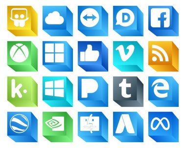 Nvidia dahil 20 Sosyal Medya Simgesi Paketi. Kenar. vimeo. tumblr. pencereler