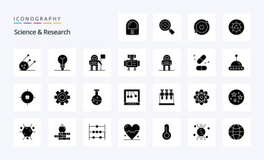 25 Science Solid Glyph simgesi paketi