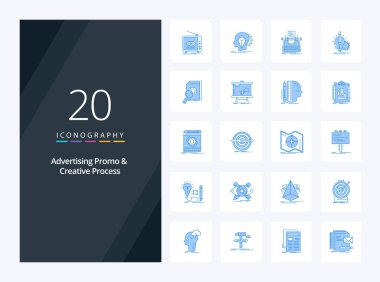 Sunum için 20 Reklam Tanıtımı ve Yaratıcı Süreç Mavi Renk simgesi