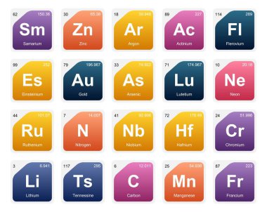 Simge Paketi Tasarımı elementlerinin 20 Preiyodik tablosu