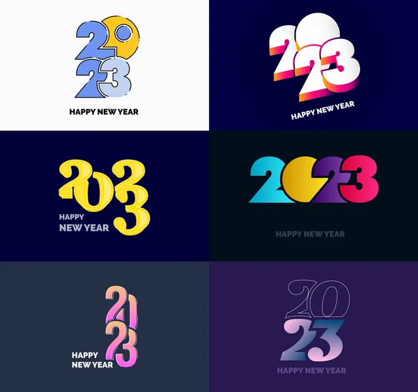 Big Set Van 2023 Happy New Year Logo Tekst Ontwerp — Stockvector