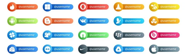 Social Media Follow Button Username Place Text Beats Pill Open — Stock Vector