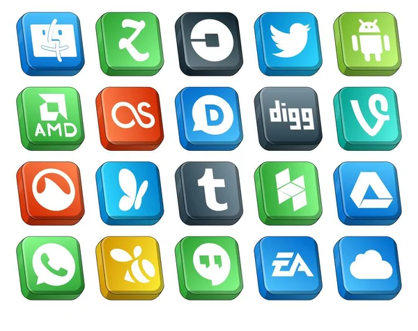 Paquete Iconos Redes Sociales Incluida Unidad Google Tumblr Amd Msn — Archivo Imágenes Vectoriales
