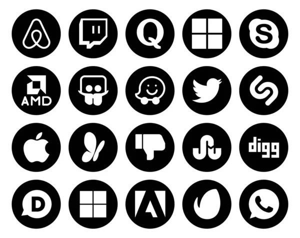 Paquete Iconos Redes Sociales Incluyendo Digg Gusta Slideshare Msn Shazam — Archivo Imágenes Vectoriales