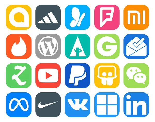 Social Media Icon Pack Including Messenger Slideshare Forrst Paypal Youtube — Stock Vector