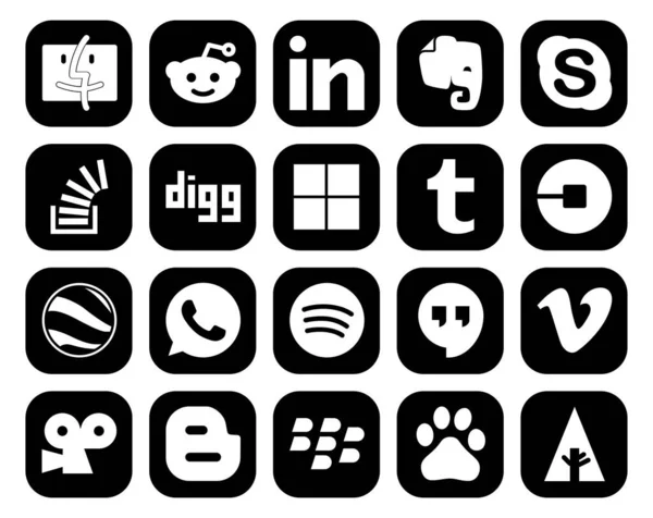 Social Media Icon Pack Including Whatsapp Driver Stock Car Tumblr — Stock Vector