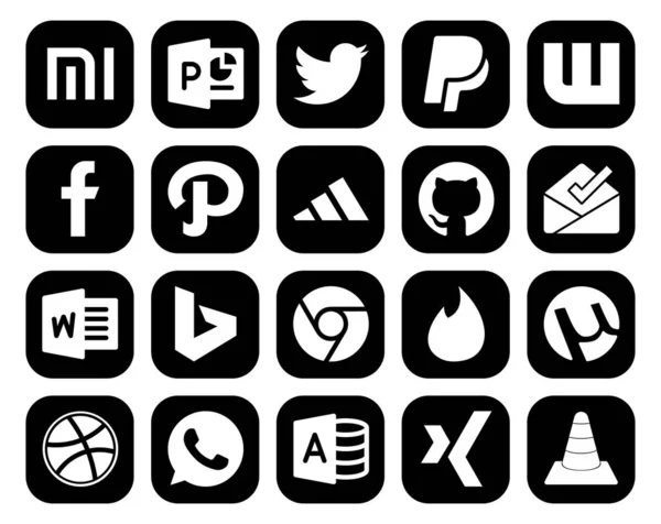 Social Media Icon Pack Inclusief Whatsapp Utorrent Groeten Een Tinder — Stockvector