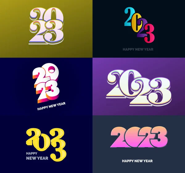 2023 Büyük Koleksiyonu Mutlu Yeni Yıl Sembolleri 2023 Günlüğü Kapağı — Stok Vektör