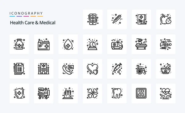 Paquete Iconos Atención Médica Línea Médica — Vector de stock