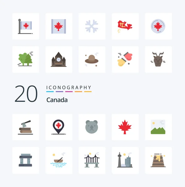 Canada Flat Color Icon Pack Como Canadá Imagen Oso Galería — Vector de stock