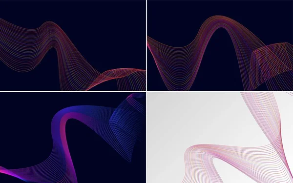 Wave Curve Abstract Vector Background Pack Trendy Stylish Look — Stock Vector