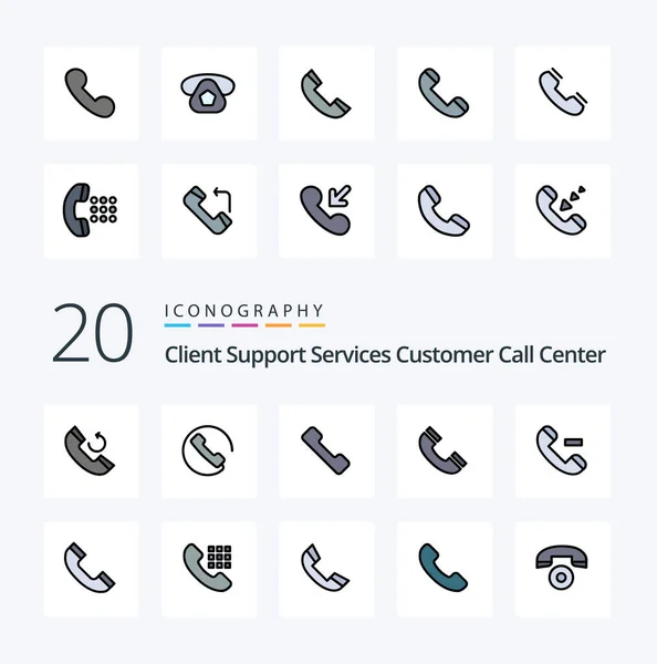 Call Line Filled Color Icon Pack Incoming Delete Mobile Contact — Stock Vector