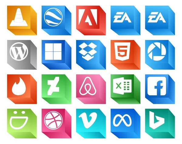 Social Media Icon Pack Inclusief Excel Afwijkende Kunst Wordpress Een — Stockvector