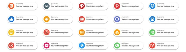 Social Media Follow Button Text Place Nvidia Xiaomi Gmail Instagram — Stock Vector