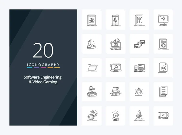 Software Engineering Video Gaming Outline Icon Presentation — Stock Vector
