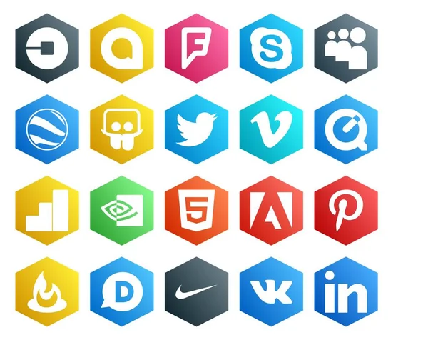 Social Media Icon Pack Inclusief Html Google Analytics Google Aarde — Stockvector