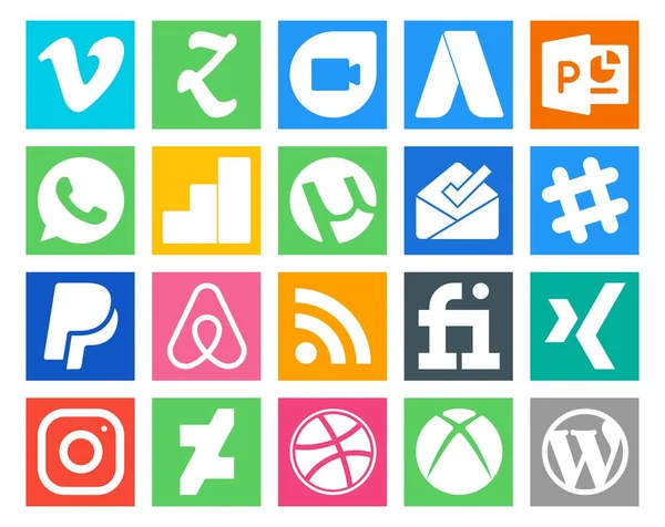 Pack Icônes Médias Sociaux Compris Instagram Fiverr Utorrent Rss Paypal — Image vectorielle