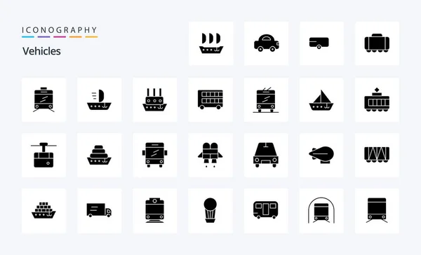Vehicles Solid Glyph Icon Pack — Stock Vector