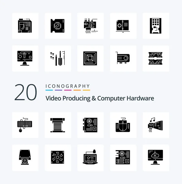 20视频制作和计算机硬件固态象素图标包鼠标接口鼠标Cpu主板 — 图库矢量图片