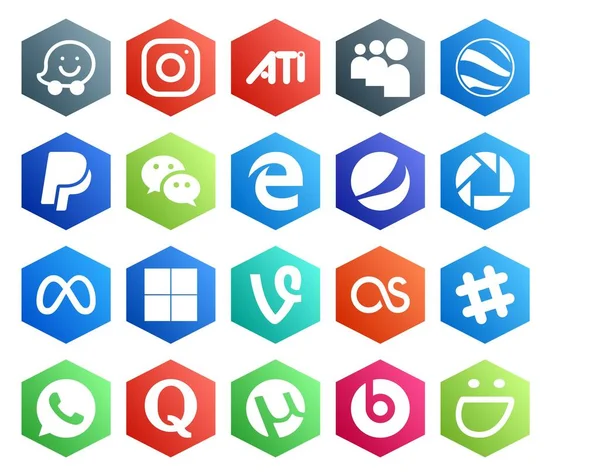 Social Media Icon Pack Including Chat Lastfm Edge Vine Facebook — Stock Vector