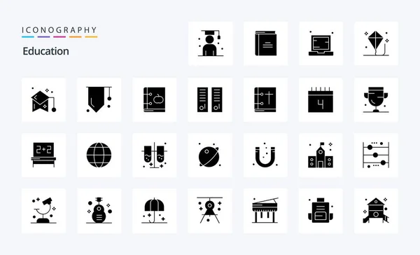 Education Solid Glyph Icon Pack — Stock Vector