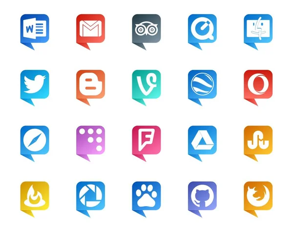 Social Media Speech Bubble Style Logo Wie Foursquare Browser Twitter — Stockvektor