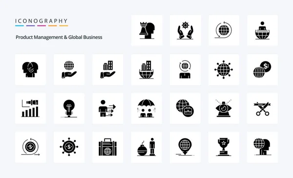 Product Managment Global Business Solid Glyph Icon Pack — Stock Vector