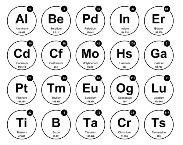 stock vector 20 Preiodic table of the elements Icon Pack Design