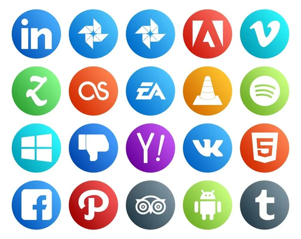Social Media Icon Pack Including Search Dislike Windows Player — Stock Vector
