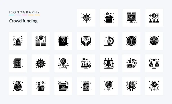 Crowdfunding Solid Glyph Icon Pack — Stockvektor