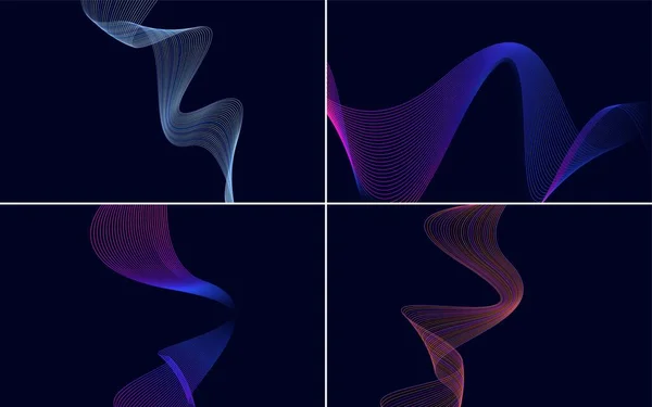 Unser Set Von Vektorlinienhintergründen Umfasst Abstrakte Wellenlinien — Stockvektor