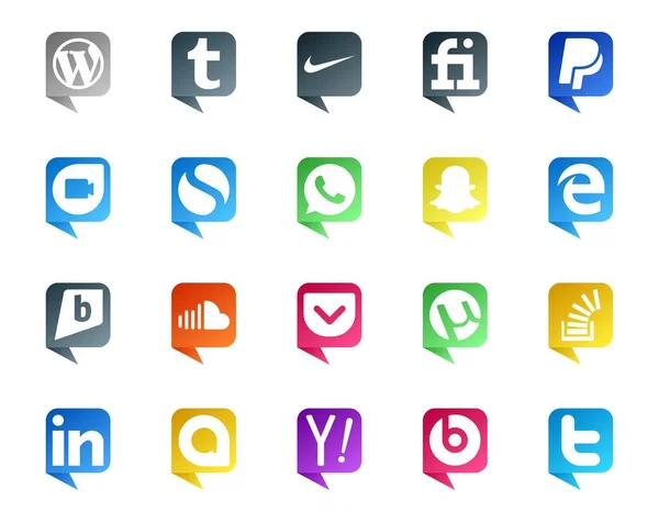 Social Media Speech Bubble Style Logo Stockoverflow Pocket Whatsapp Music — Stock Vector