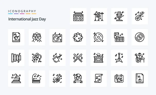 International Jazz Day Line Icon Pack — Stockvektor