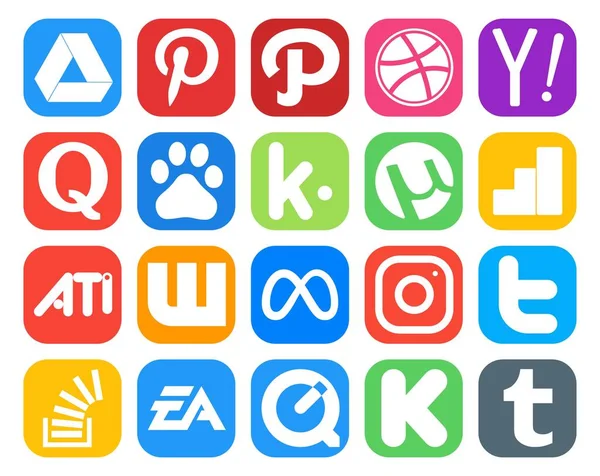 Иконок Социальных Сетях Facebook Baidu Meta Ati — стоковый вектор