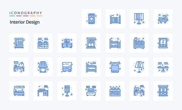Diseño Interiores Paquete Icono Azul — Vector de stock