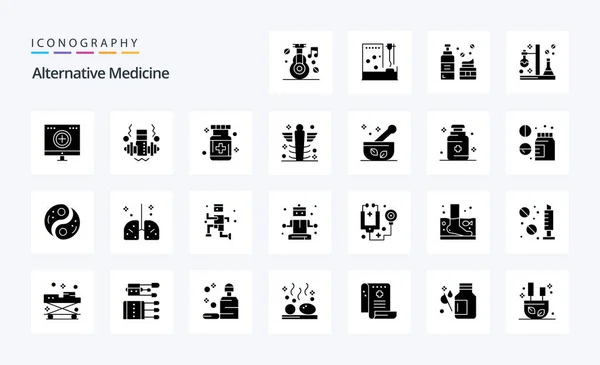 Paquete Iconos Glifos Sólidos Medicina Alternativa — Archivo Imágenes Vectoriales