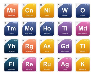 Simge Paketi Tasarımı elementlerinin 20 Preiyodik tablosu