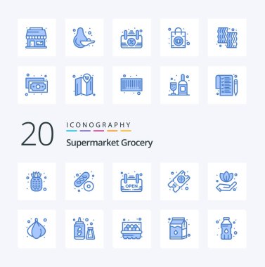 20 Market Mavi Renkli Paket Soğan yaprağı işareti yeşil seyahat gibi