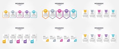 Vektör illüstrasyon bilgileri. İlan broşürü ve dergi için düz tasarım seti