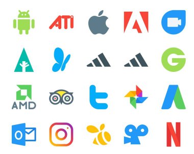 Instagram dahil 20 Sosyal Medya Simgesi Paketi. Kelimeler. kupon. Fotoğraf. twitter