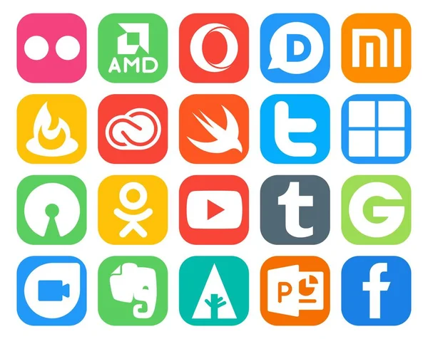 Social Media Icon Pack Inclusief Tumblr Jij Buisje Adobe Een — Stockvector