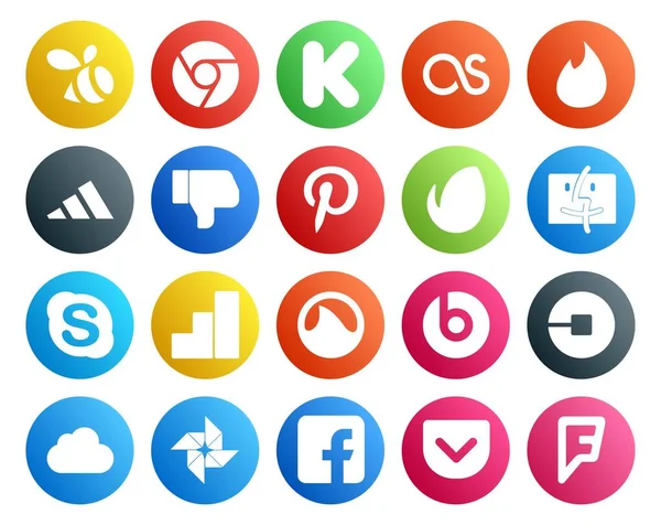 Social Media Icon Pack Including Driver Uber Envato Beats Pill — Stock Vector