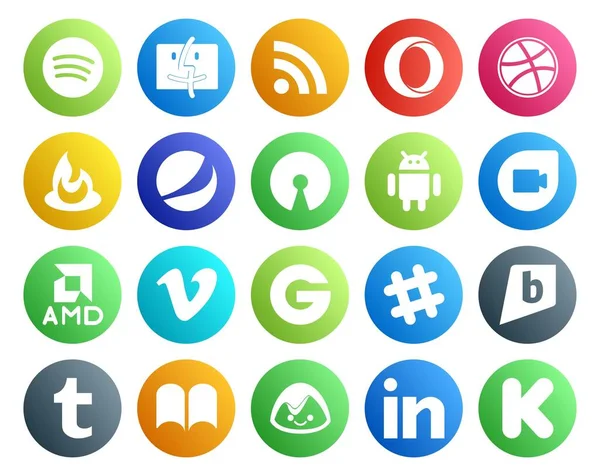 Tumblr Dahil Sosyal Medya Simgesi Paketi Konuş Android Gevşek Video — Stok Vektör
