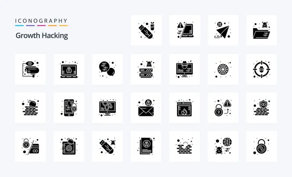 Hacking Solid Glyph Icon Pack — Stockvektor