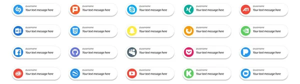 Social Media Follow Button Text Place Creative Cloud Pocket Snapchat — Stock Vector