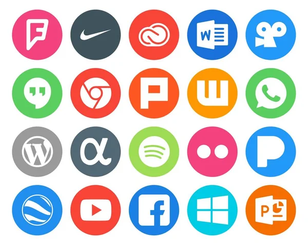 Social Media Icon Pack Inclusief Pandora Vertroetelen Het Chroom App — Stockvector
