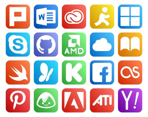 Social Media Icon Pack Including Lastfm Kickstarter Поболтать Ibooks — стоковый вектор